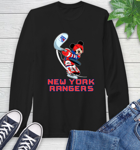 NHL Hockey New York Rangers Cheerful Mickey Mouse Shirt Long Sleeve T-Shirt
