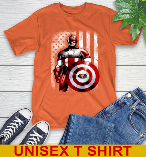 San Francisco 49ers NFL Football Captain America Marvel Avengers American Flag Shirt T-Shirt 4