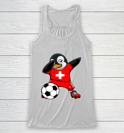 Dabbing Penguin Switzerland Soccer Fan Jersey Football Lovers Racerback Tank