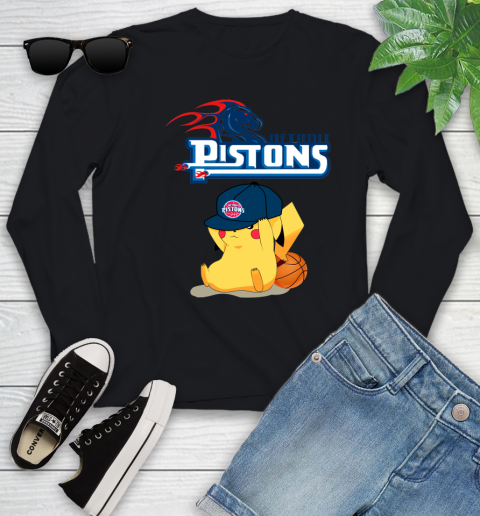 NBA Pikachu Basketball Sports Detroit Pistons Youth Long Sleeve 2