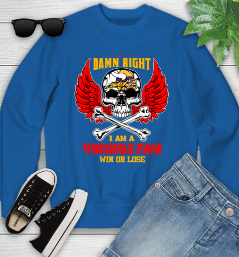 NFL Damn Right I Am A Detroit Lions Win Or Lose Skull Football Sports Youth Sweatshirt 7