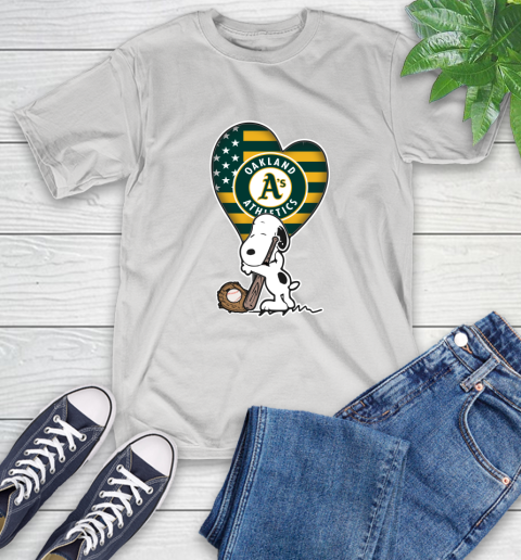 Oakland Athletics MLB Baseball The Peanuts Movie Adorable Snoopy T-Shirt