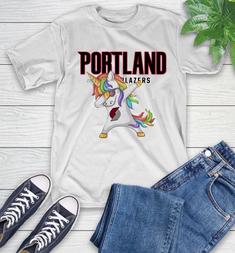 Portland Trail Blazers NBA Basketball Funny Unicorn Dabbing Sports T-Shirt
