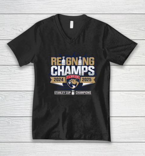 Florida Panthers Reigning Back To Back Stanley Cup Champions 2024 2025 V-Neck T-Shirt