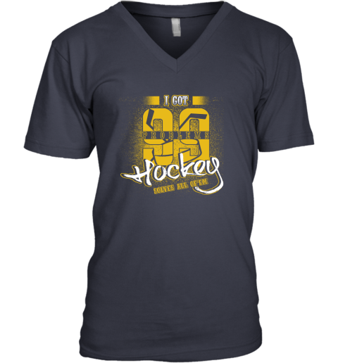I Got 99 Problems Hockey Solves All Of'em V-Neck T-Shirt 3 I Got 99 Problems Hockey Solves All Of'em V-Neck T-Shirt - Image 3