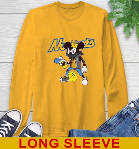 Denver Nuggets NBA Basketball Mickey Peace Sign Sports Long Sleeve T-Shirt 3