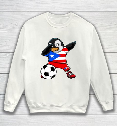 Dabbing Penguin Puerto Rico Soccer Fan Jersey Football Lover Sweatshirt