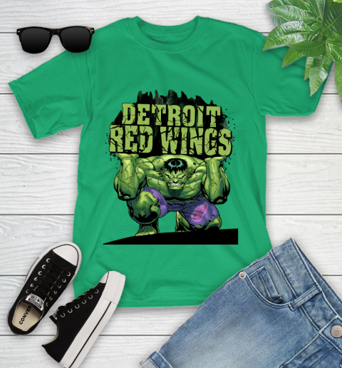 Detroit Red Wings NHL Hockey Incredible Hulk Marvel Avengers Sports Youth T-Shirt 6