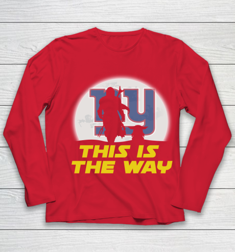 New York Giants NFL Football Star Wars Yoda And Mandalorian This Is The Way Youth Long Sleeve 8