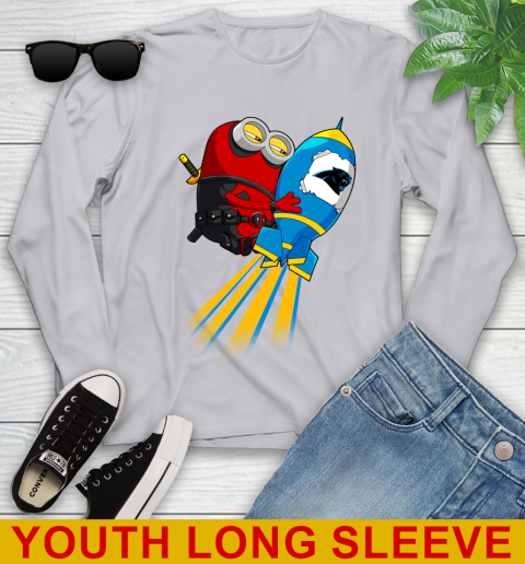 NFL Football Carolina Panthers Deadpool Minion Marvel Shirt Youth Long Sleeve 5