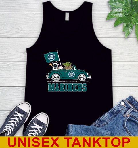 MLB Baseball Seattle Mariners Darth Vader Baby Yoda Driving Star Wars Shirt Tank Top 2