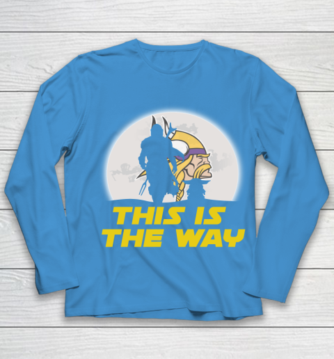 Minnesota Vikings NFL Football Star Wars Yoda And Mandalorian This Is The Way Youth Long Sleeve 5
