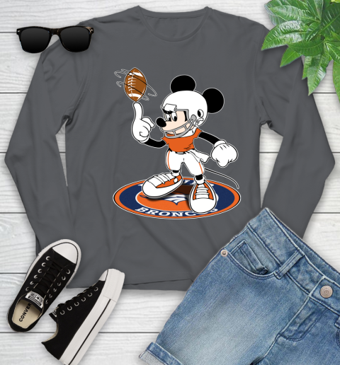 NFL Football Denver Broncos Cheerful Mickey Disney Shirt Youth Long Sleeve 8