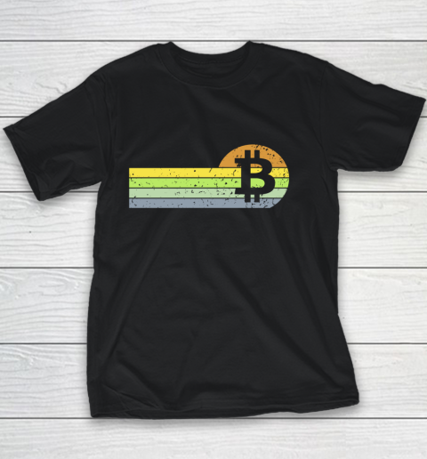 Bitcoin BTC Vintage Sunset Crypto Cryptocurrency Blockchain Youth T-Shirt