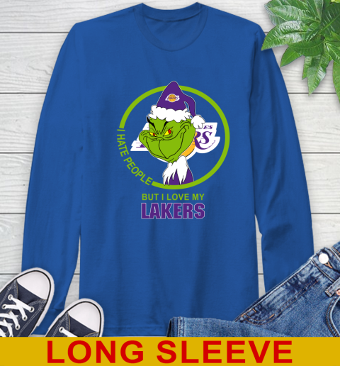 Los Angeles Lakers NBA Christmas Grinch I Hate People But I Love My Favorite Basketball Team Long Sleeve T-Shirt 9