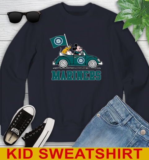 MLB Baseball Seattle Mariners Pluto Mickey Driving Disney Shirt Youth Sweatshirt 3
