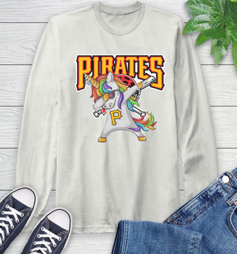 Pittsburgh Pirates MLB Baseball Funny Unicorn Dabbing Sports Long Sleeve T-Shirt 12