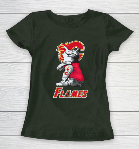 NHL My Cat Loves Calgary Flames Hockey Women's T-Shirt 4