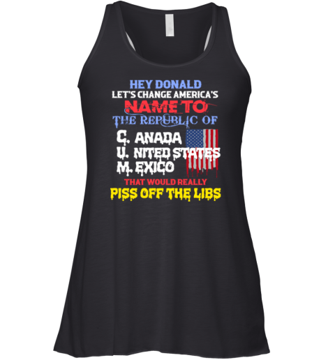 Hey Donald Let's Change America's Name To the Republic Of CUM Racerback Tank