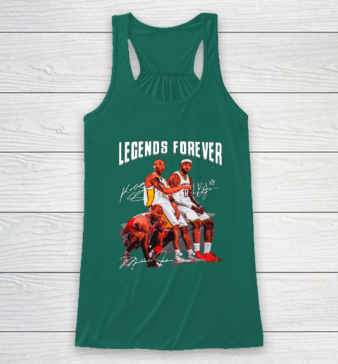 Kobe Bryant Lebron James And Michael Jordan Legends Forever Signatures Racerback Tank 5