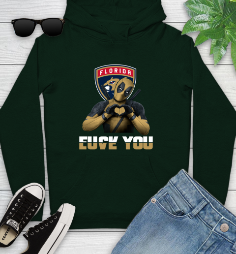 NHL Florida Panthers Deadpool Love You Fuck You Hockey Sports Youth Hoodie 14