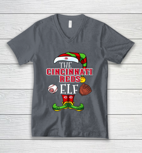Cincinnati Reds Christmas ELF Funny MLB V-Neck T-Shirt 4
