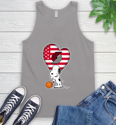 Portland Trail Blazers NBA Basketball The Peanuts Movie Adorable Snoopy Tank Top 4
