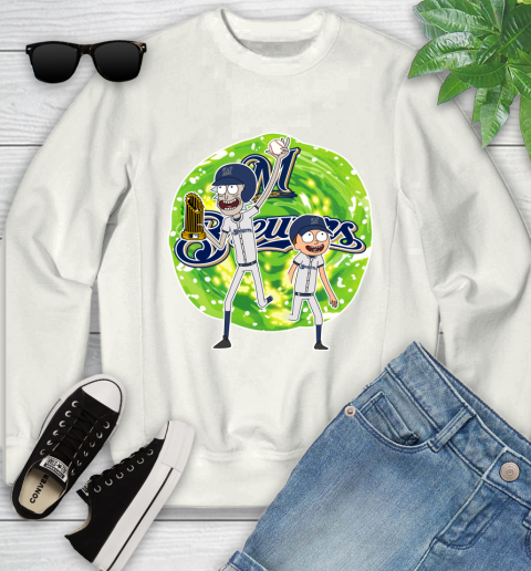 MLB Milwaukee Brewers Rick And Morty Commissioner's Trophy Baseball Sports Youth Sweatshirt