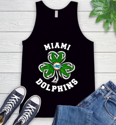 NFL Miami Dolphins Three Leaf Clover St Patrick's Day Football Sports Tank Top