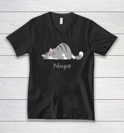 Nope Not Today Funny A Lazy Cat V-Neck T-Shirt