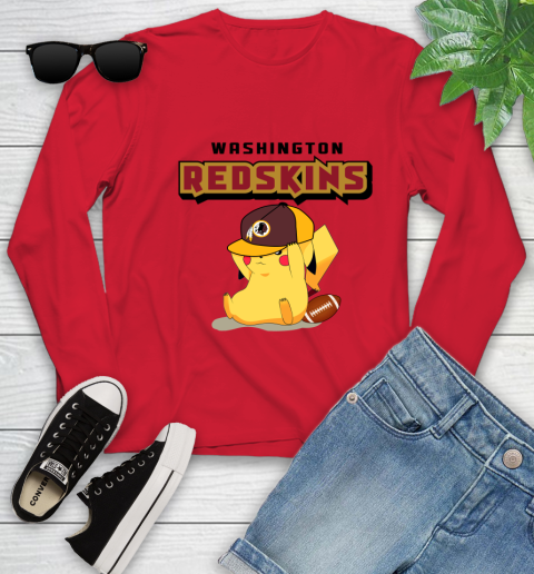 NFL Pikachu Football Washington Redskins Youth Long Sleeve 11