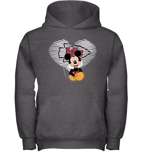NFL Kansas City Chiefs The Heart Mickey Mouse Disney Football T Shirt XoXQs6KJwZ1 youth hoodie 43 95 151514 front dark heather