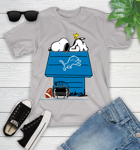 Detroit Lions NFL Football Snoopy Woodstock The Peanuts Movie Youth T-Shirt 12