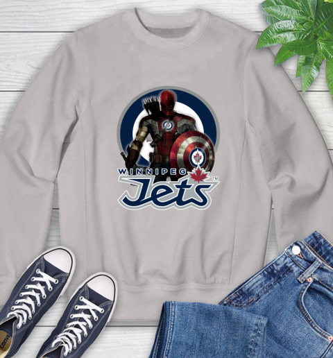 NHL Captain America Thor Spider Man Hawkeye Avengers Endgame Hockey Winnipeg Jets Sweatshirt 12