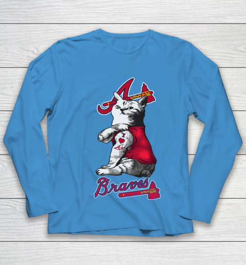 MLB Baseball My Cat Loves Atlanta Braves Youth Long Sleeve 5