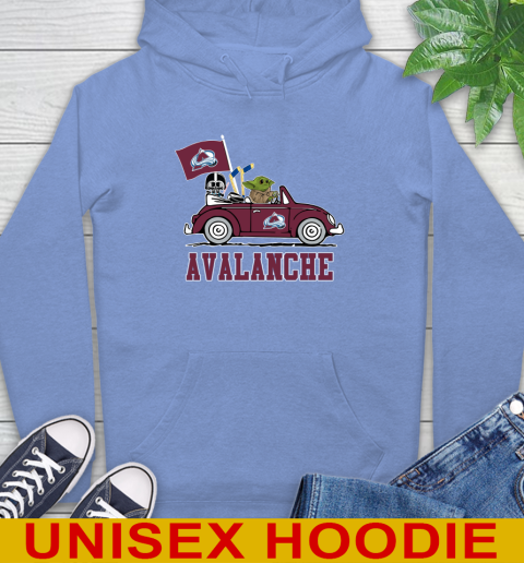 NHL Hockey Colorado Avalanche Darth Vader Baby Yoda Driving Star Wars Shirt Hoodie - Image 12