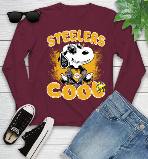 NFL Football Pittsburgh Steelers Cool Snoopy Shirt Youth Long Sleeve 5