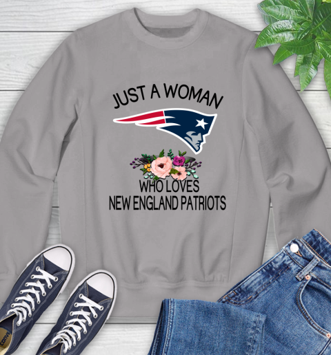 NFL Just A Woman Who Loves New England Patriots Football Sports Sweatshirt 3