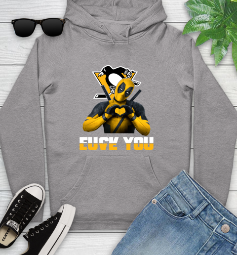 NHL Pittsburgh Penguins Deadpool Love You Fuck You Hockey Sports Youth Hoodie 6