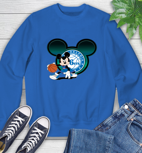 NBA Philadelphia 76ers Mickey Mouse Disney Basketball Sweatshirt 8