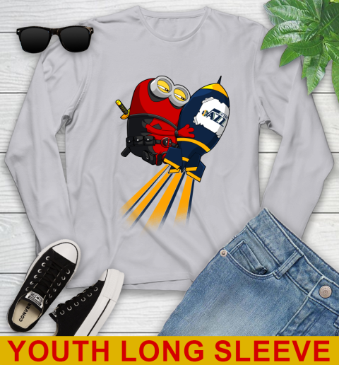 NBA Basketball Utah Jazz Deadpool Minion Marvel Shirt Youth Long Sleeve 5
