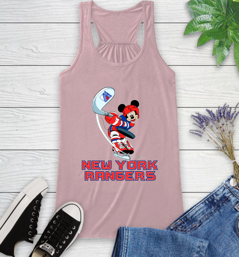NHL Hockey New York Rangers Cheerful Mickey Mouse Shirt Racerback Tank 10