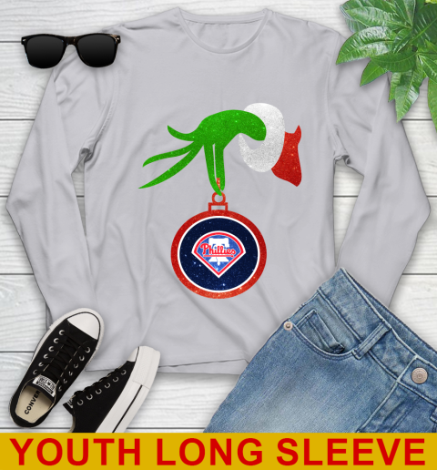 Philadelphia Phillies Grinch Merry Christmas MLB Baseball Youth Long Sleeve 6
