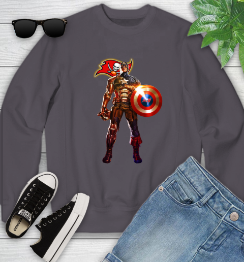 NFL Captain America Marvel Avengers Endgame Football Sports Tampa Bay Buccaneers Youth Sweatshirt 6
