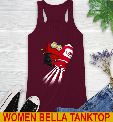 MLB Baseball Cincinnatim Reds Deadpool Minion Marvel Shirt Racerback Tank 2