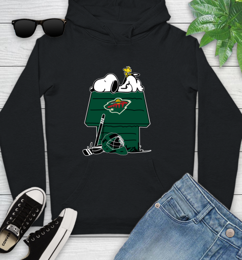 Minnesota Wild NHL Hockey Snoopy Woodstock The Peanuts Movie Youth Hoodie 2