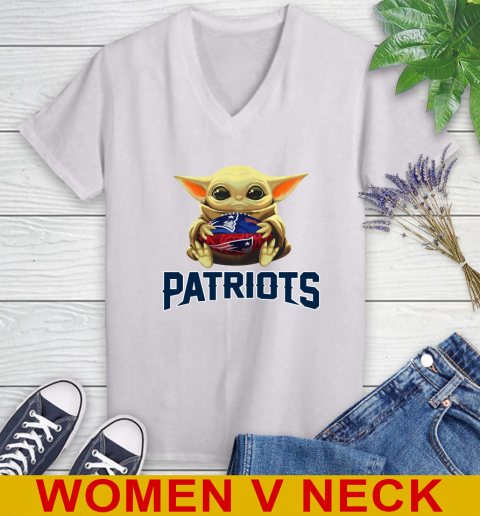 NFL Football New England Patriots Baby Yoda Star Wars Shirt Women s V Neck T Shirt