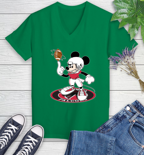 NFL Football Atlanta Falcons Cheerful Mickey Disney Shirt Women's V-Neck T-Shirt 5