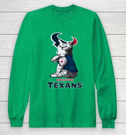 NFL Football My Cat Loves Houston Texans Long Sleeve T-Shirt 4