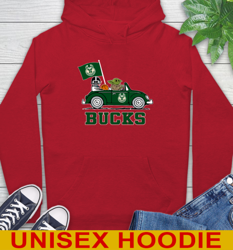 NBA Basketball Milwaukee Bucks Darth Vader Baby Yoda Driving Star Wars Shirt Hoodie 10